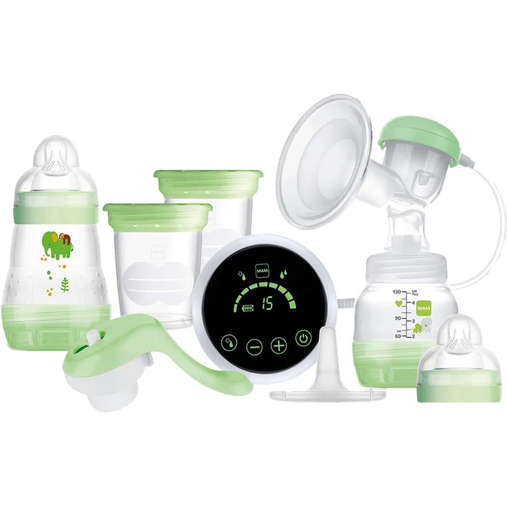 MAM Handmilchpumpe 2 in 1, Flexible Nutzung als Handmilchpumpe oder als Elektrische Milchpumpe, Grün – Bild 1
