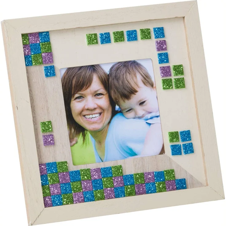 folia 2365 - Glitter Moosgummi Mosaik, selbstklebend, 6 Bögen, ca. 15 x 20 cm, 2 mm stark, farbig sortiert - für vielseitige Bastelarbeiten – Bild 2