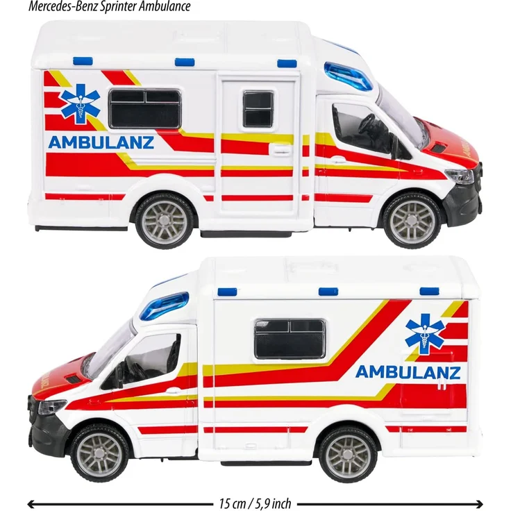 Majorette - Mercedes-Benz Sprinter Krankenwagen – Premium Modell, mit Licht & Sound – Bild 3