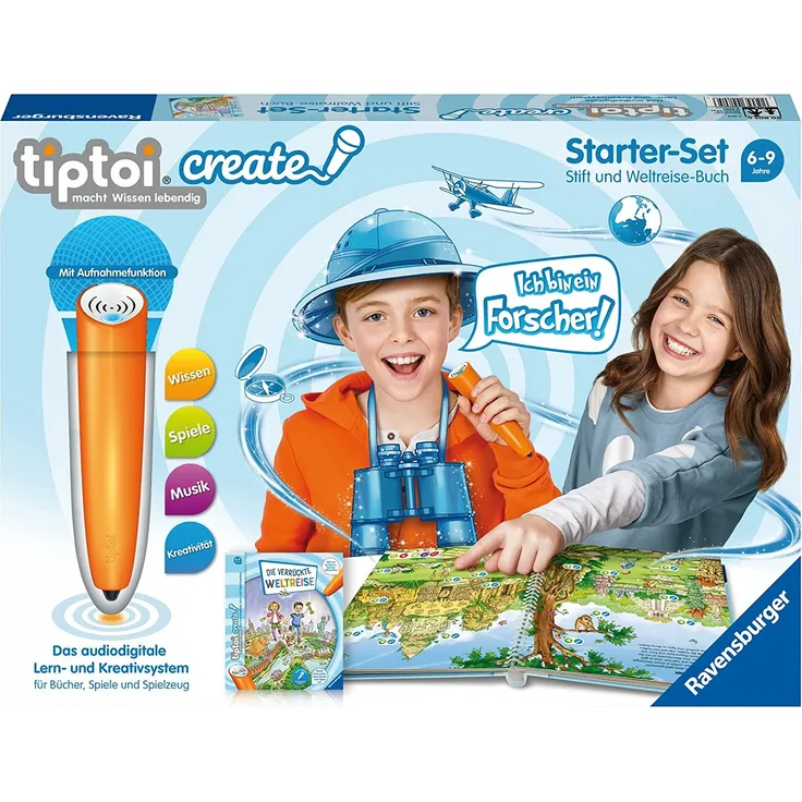 Ravensburger tiptoi 00805 - CREATE Starter-Set „Stift und Weltreise-Buch“ von Ravensburger ab 6 Jahren / Kreatives Abenteuer mit Aufnahmefunktion