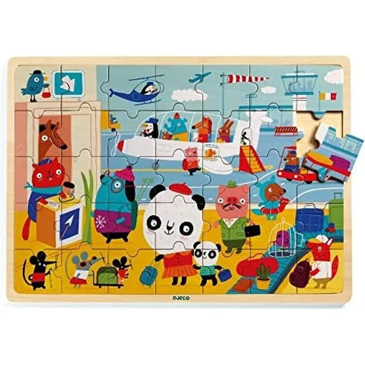 Holzpuzzle AIRPORT 35-teilig in bunt