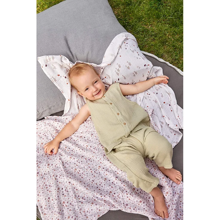 Laessig Tiny Farmer Explorer Flowers Swaddle 3 Stück Weiß off white – Bild 3