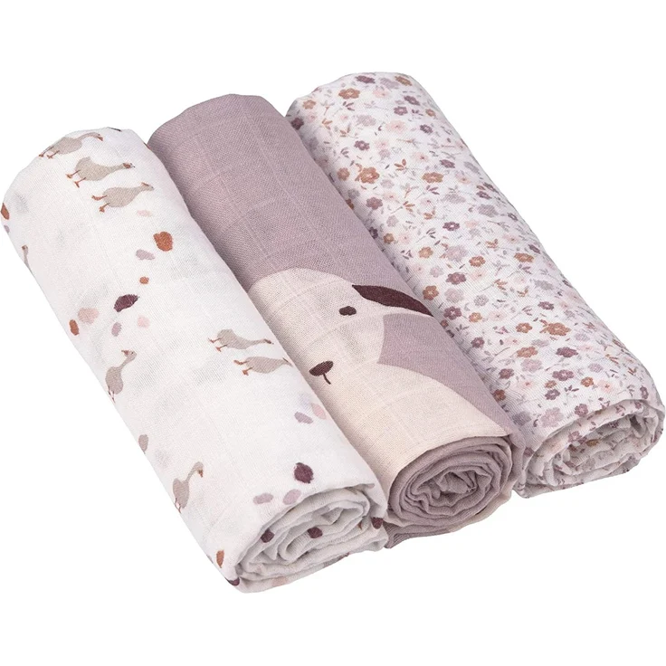 Laessig Tiny Farmer Explorer Flowers Swaddle 3 Stück Weiß off white – Bild 1