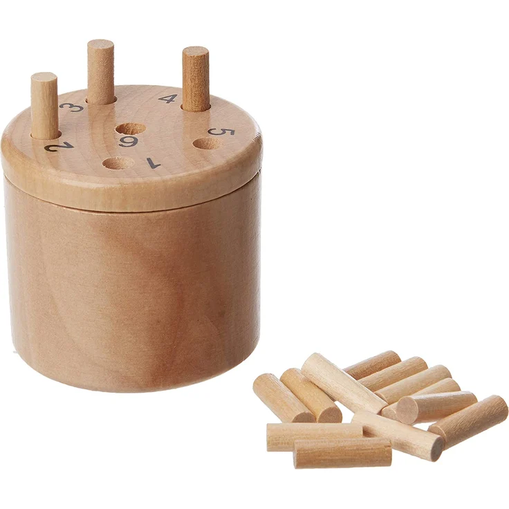 Philos 6337 - Würfelfass, klein, Reisespiel, Würfelspiel aus Birkenholz, Super Six, sechs raus, mit Würfel und Spielstäbchen – Bild 1