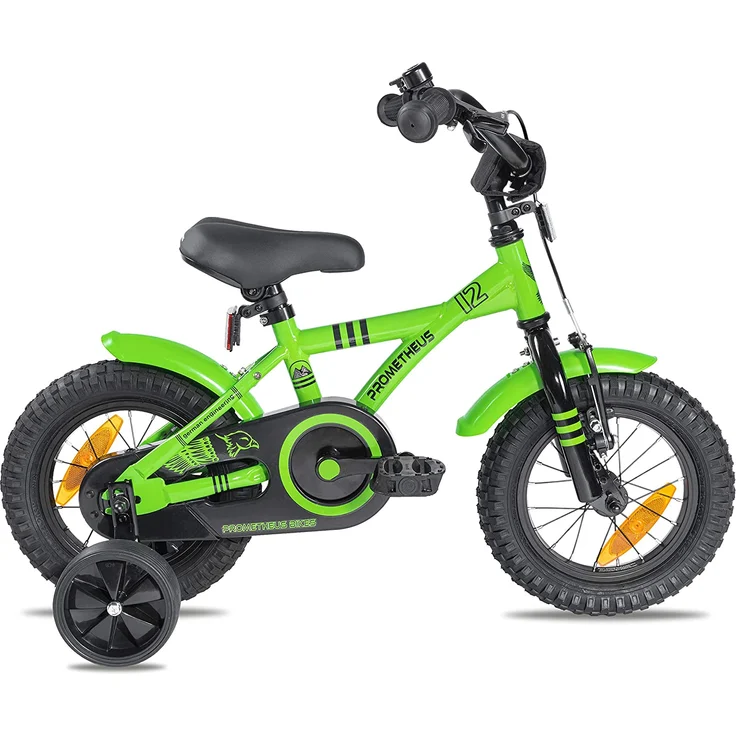 PROMETHEUS BICYCLES® GREEN HAWK Kinderfahrrad 12 , Grün & Schwarz ab 3 Jahre mit Stützräder – Bild 2