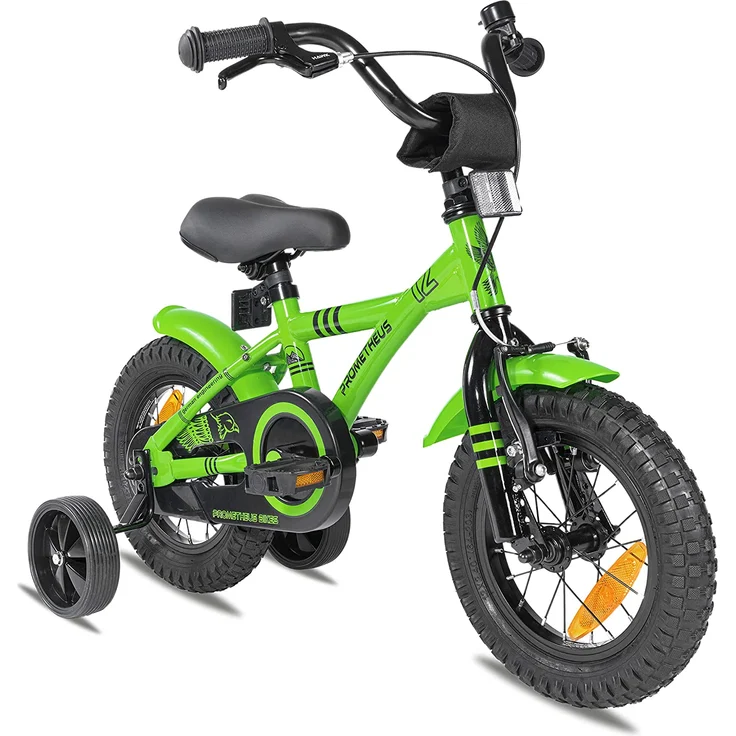 PROMETHEUS BICYCLES® GREEN HAWK Kinderfahrrad 12 , Grün & Schwarz ab 3 Jahre mit Stützräder – Bild 1