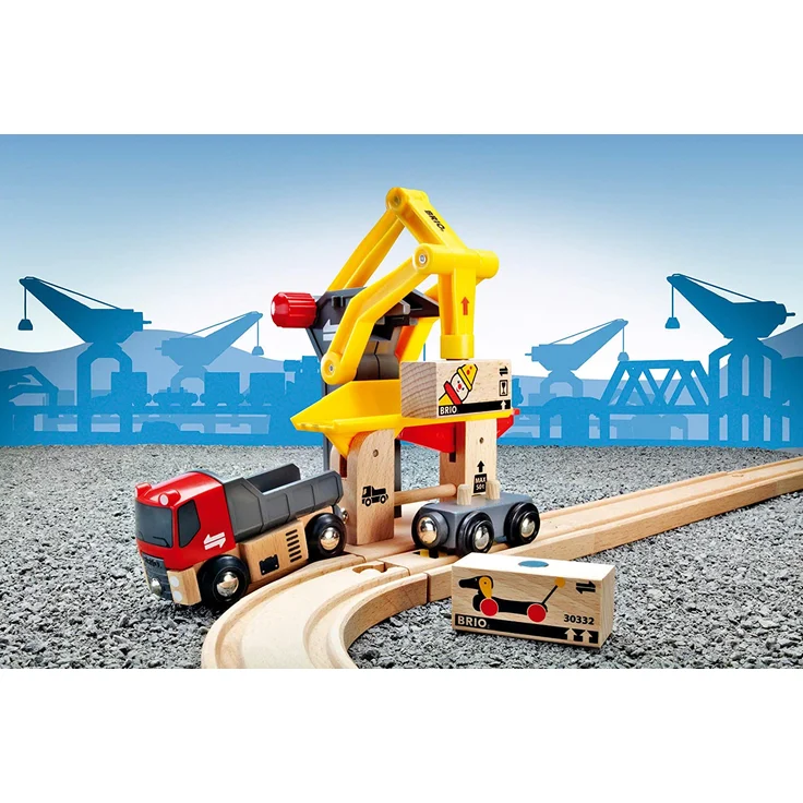 BRIO Eisenbahn Lastwagen Mit Frachtverladestation Und Schienen Set, Brio World Eisenbahn Zubehör, Holzspielzeug – Bild 12