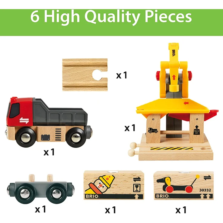 BRIO Eisenbahn Lastwagen Mit Frachtverladestation Und Schienen Set, Brio World Eisenbahn Zubehör, Holzspielzeug – Bild 3