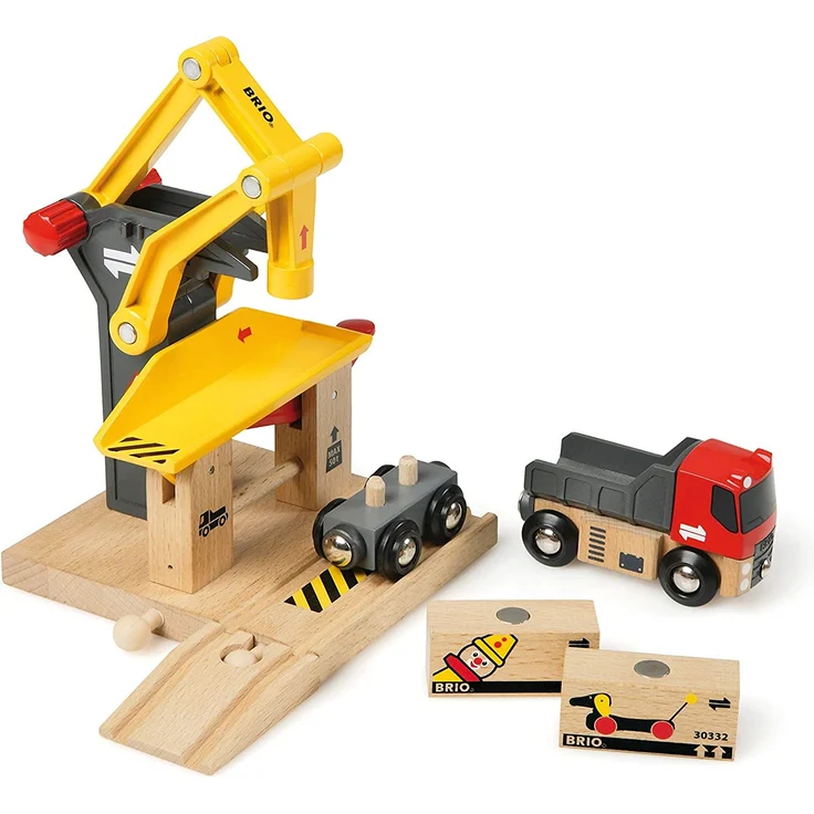 BRIO Eisenbahn Lastwagen Mit Frachtverladestation Und Schienen Set, Brio World Eisenbahn Zubehör, Holzspielzeug – Bild 9