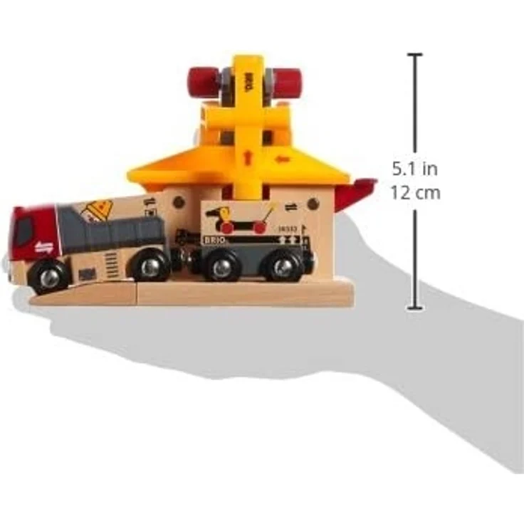 BRIO Eisenbahn Lastwagen Mit Frachtverladestation Und Schienen Set, Brio World Eisenbahn Zubehör, Holzspielzeug – Bild 8