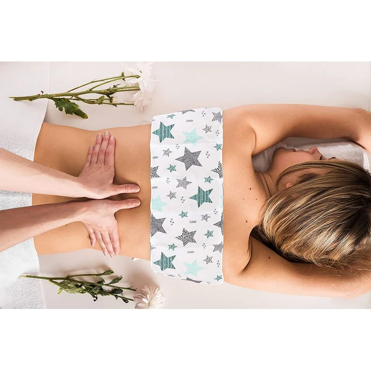 Amilian Kirschkernkissen 55 x 20cm Wärmekissen Wärmekompresse Körnerkissen Kirschkernsack Kirschkern Kissen für Kinder Erwachsene ideal als Massagekissen Kältekissen Sternschnuppe türkis – Bild 4