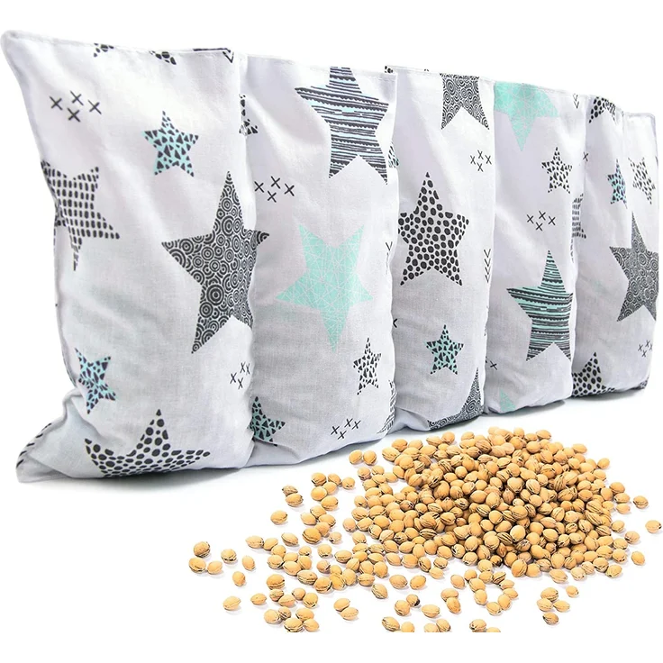 Amilian Kirschkernkissen 55 x 20cm Wärmekissen Wärmekompresse Körnerkissen Kirschkernsack Kirschkern Kissen für Kinder Erwachsene ideal als Massagekissen Kältekissen Sternschnuppe türkis – Bild 1