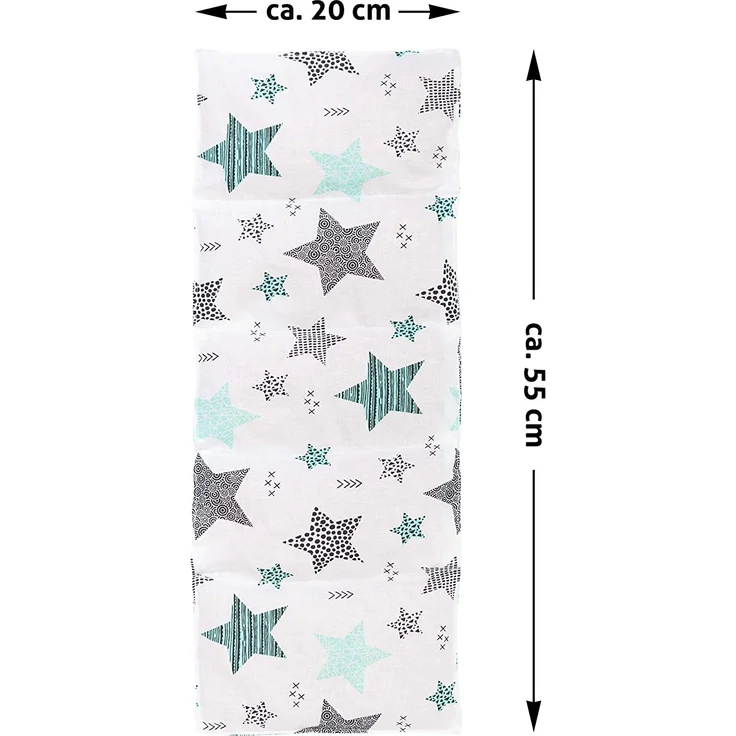 Amilian Kirschkernkissen 55 x 20cm Wärmekissen Wärmekompresse Körnerkissen Kirschkernsack Kirschkern Kissen für Kinder Erwachsene ideal als Massagekissen Kältekissen Sternschnuppe türkis – Bild 2