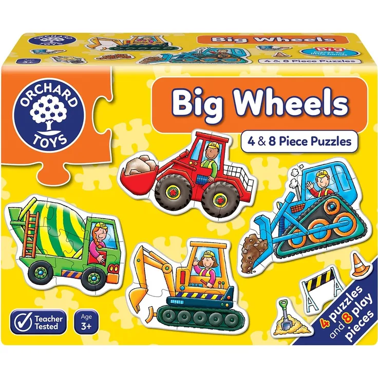 Orchard Toys Puzzle, 6 Stück Baumaschinen, je 4-8 Teile mit Spielfguren