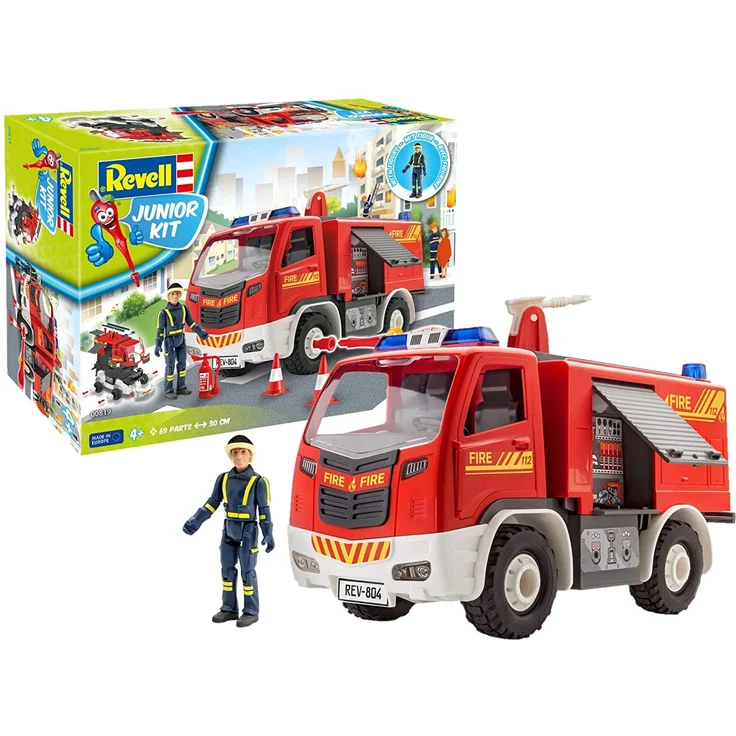 Revell Modellbausatz Junior-Kit Feuerwehr mit Spielfigur – Bild 1