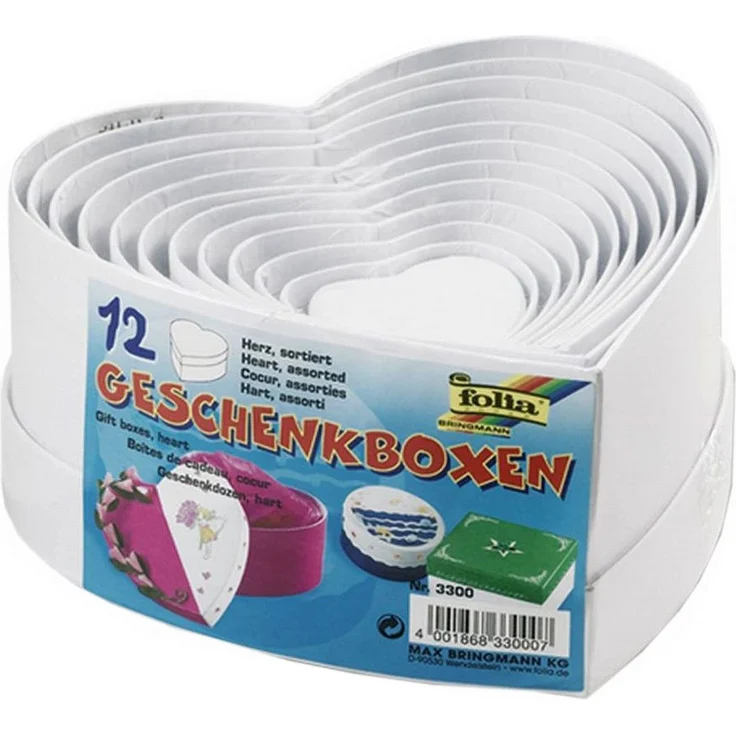 Geschenkboxen Herz, 12 Stück Größen sortiert, weiß – Bild 1