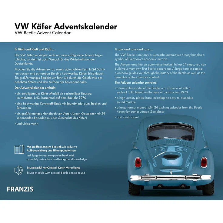 Franzis 'VW Käfer Adventskalender 2020', ab 14 Jahren, sechsteiliger Bausatz im Maßstab 1:43, mit Sound-Modul – Bild 8