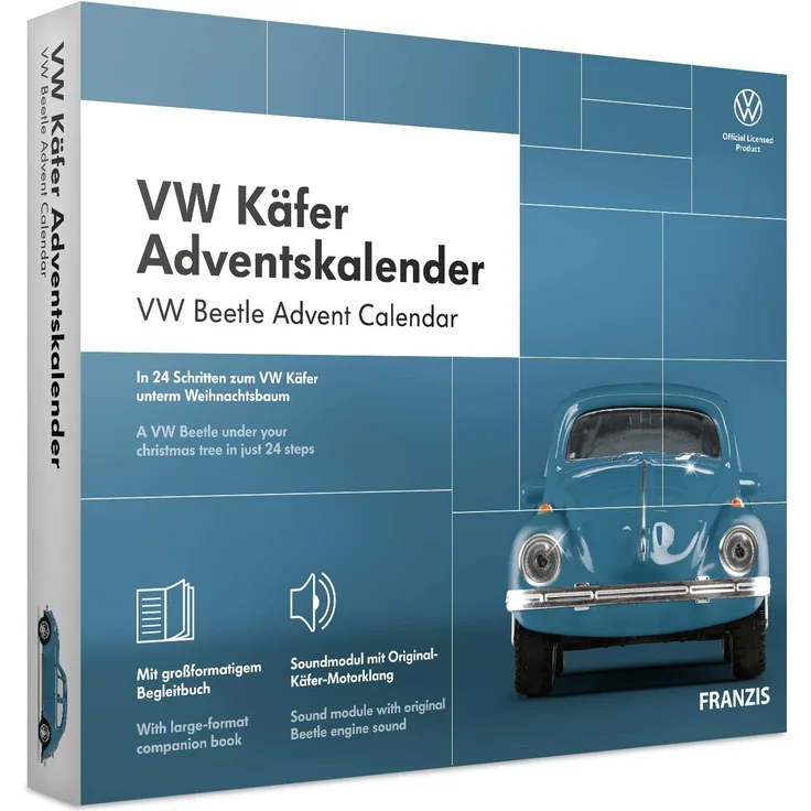 Franzis 'VW Käfer Adventskalender 2020', ab 14 Jahren, sechsteiliger Bausatz im Maßstab 1:43, mit Sound-Modul