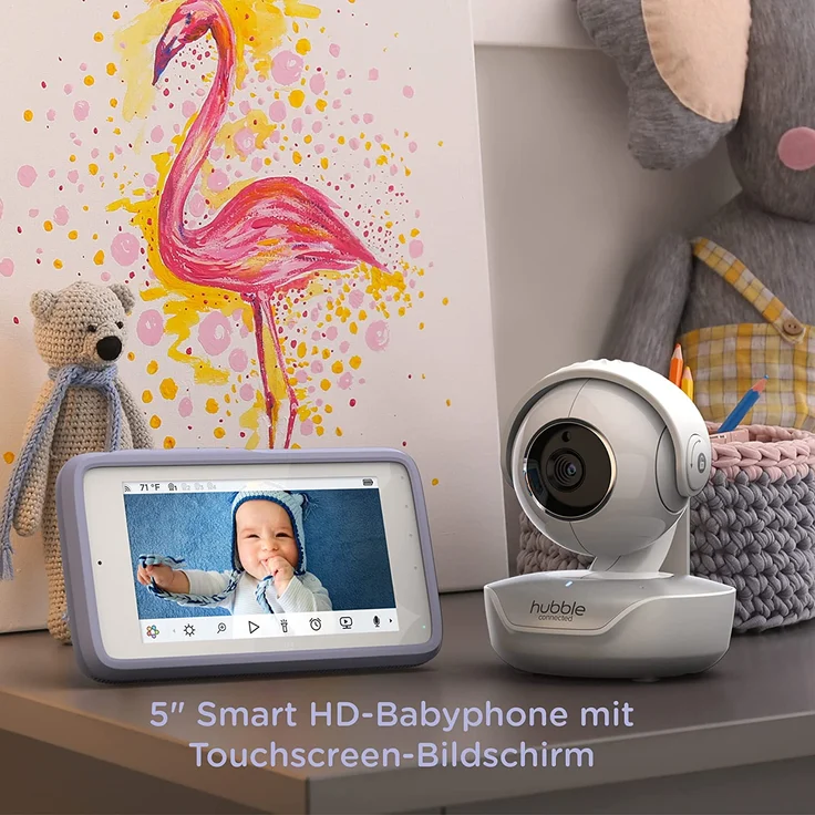 Hubble Connected Nursery Pal Premium Babyphone mit Kamera, 5-Zoll-Touchscreen, Datenschutzmodus, Infrarot-Nachtsicht, Zwei-Wege-Gespräch, Raumtemperatursensor und Smartphone-App – Bild 2
