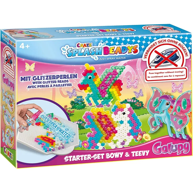 CRAZE Pferde Splash BEADYS Galupy Bowy & Teevy Spielzeug Wasserperlen Bügelperlen ohne Bügeln Starter Bastelset 20630, bunt