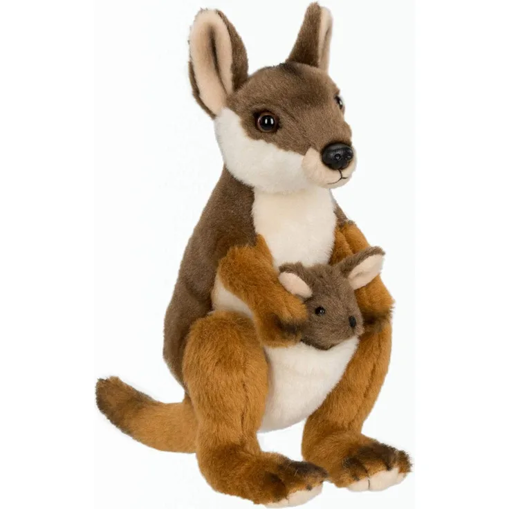 WWF WWF00053 Plüsch Känguru Mutter mit Baby, realistisch gestaltetes Plüschtier, ca. 19 cm groß und wunderbar weich