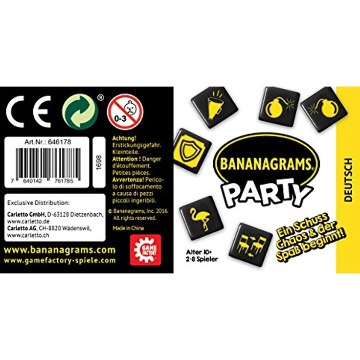 Game Factory 646178 Bananagrams Party, Wortlege-Spiel für 2 bis 8 Personen