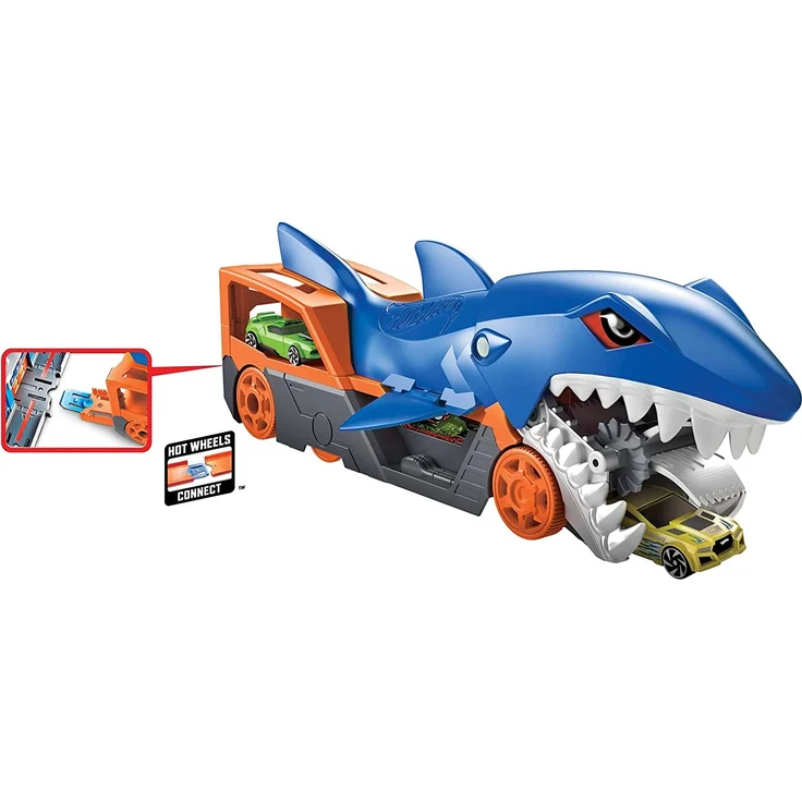 Mattel - Hot Wheels® Hungriger Hai-Transporter für bis zu 5 Spielzeugautos – Bild 7