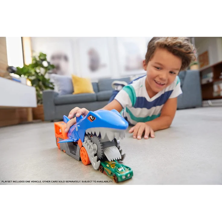 Mattel - Hot Wheels® Hungriger Hai-Transporter für bis zu 5 Spielzeugautos – Bild 2