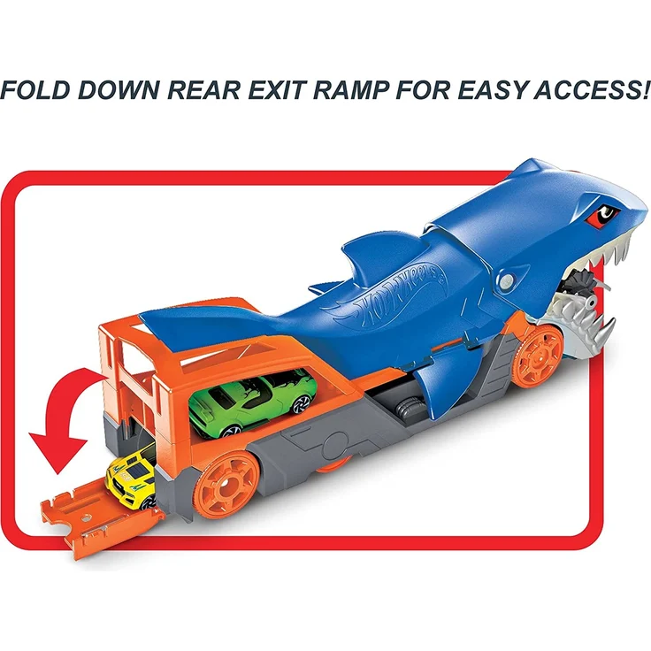 Mattel - Hot Wheels® Hungriger Hai-Transporter für bis zu 5 Spielzeugautos – Bild 4
