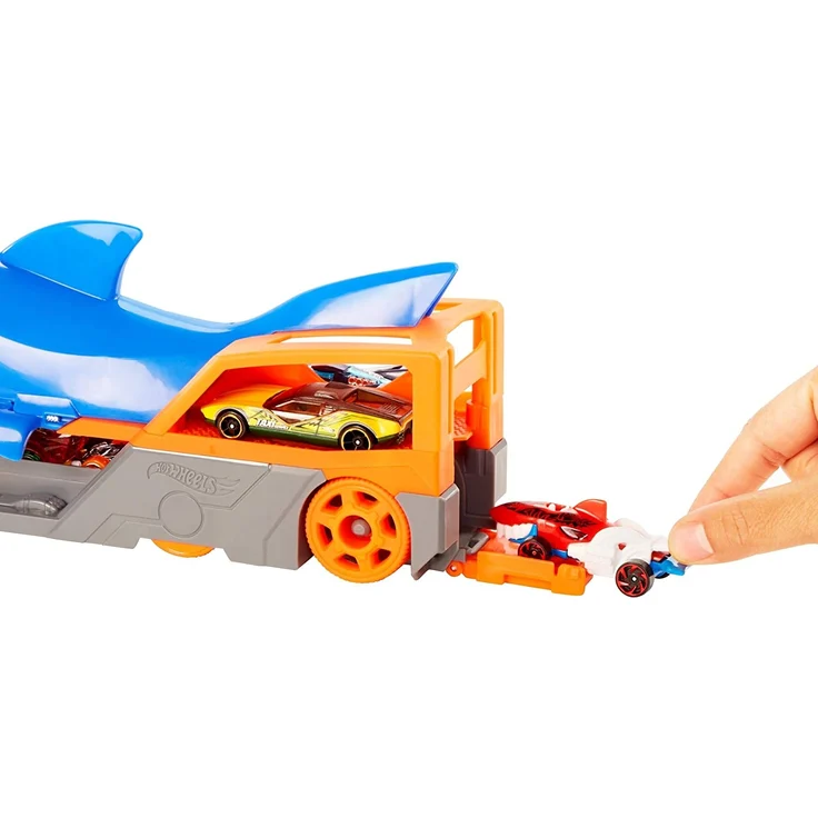 Mattel - Hot Wheels® Hungriger Hai-Transporter für bis zu 5 Spielzeugautos – Bild 10