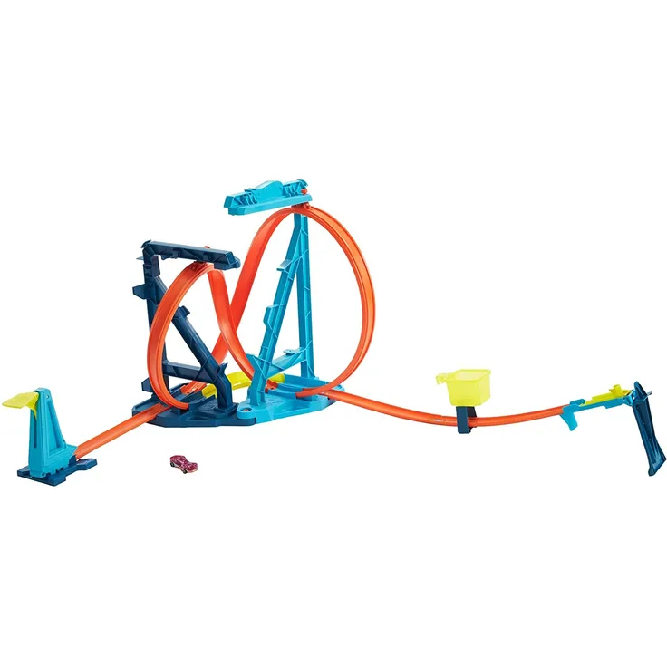 Hot Wheels HBY98 - Track Builder Unlimited Endlos-Looping Set mit verschiedenen Aufbaumöglichkeiten und Sprung, Spielzeug Autorennbahn für Kinder von 6 bis 12 Jahren