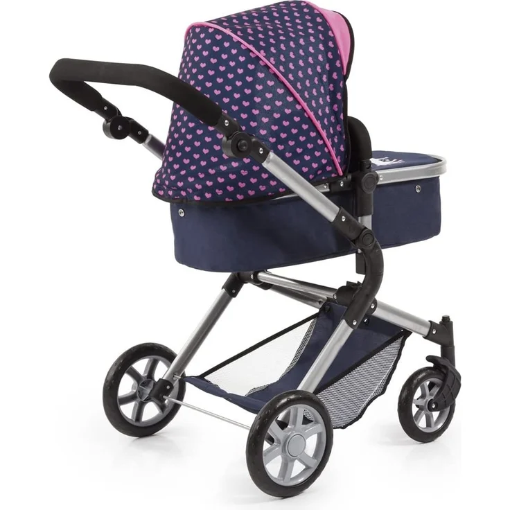 Bayer Design 18137AA - City Neo Kombi-Puppenwagen mit Wickeltasche und Einkaufskorb - Blau, Rosa, Einhornmotiv und Herzchen – Bild 10