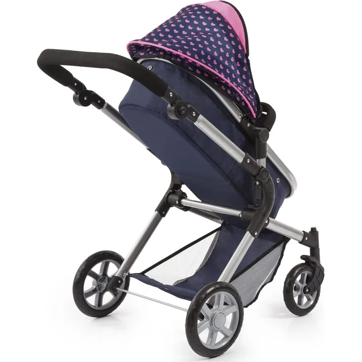 Bayer Design 18137AA - City Neo Kombi-Puppenwagen mit Wickeltasche und Einkaufskorb - Blau, Rosa, Einhornmotiv und Herzchen – Bild 11