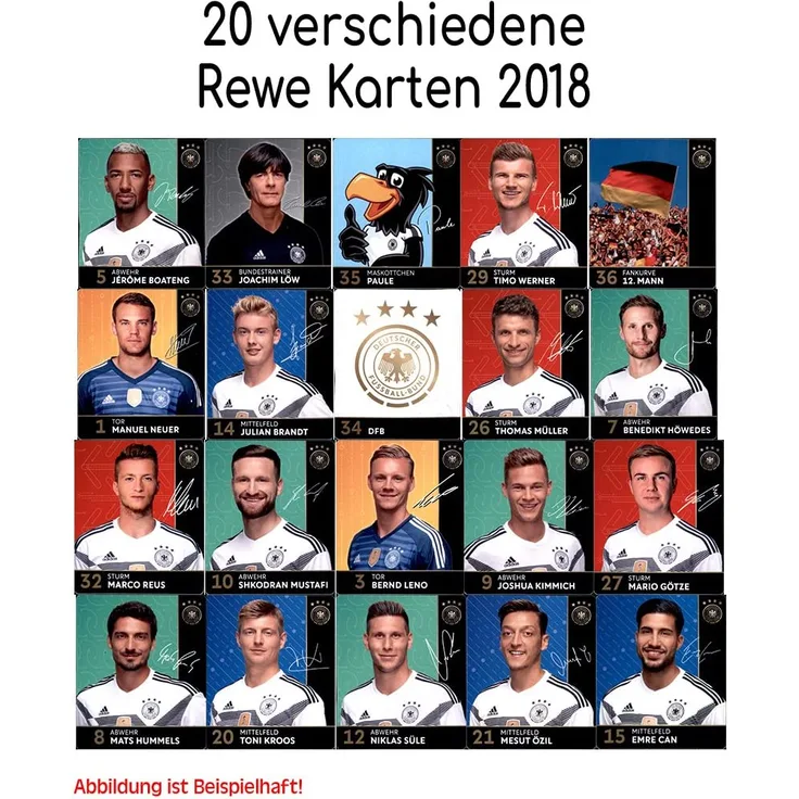 WM 2018 REWE Sammelkarten - 20 verschiedene Karten