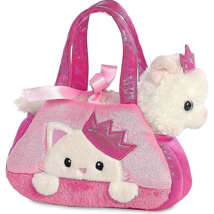 Aurora World Aurora, 32791, Fancy Pal, Peek-A-Boo Kätzchen mit Krone, 20cm, Plüschtier, pink/weiß