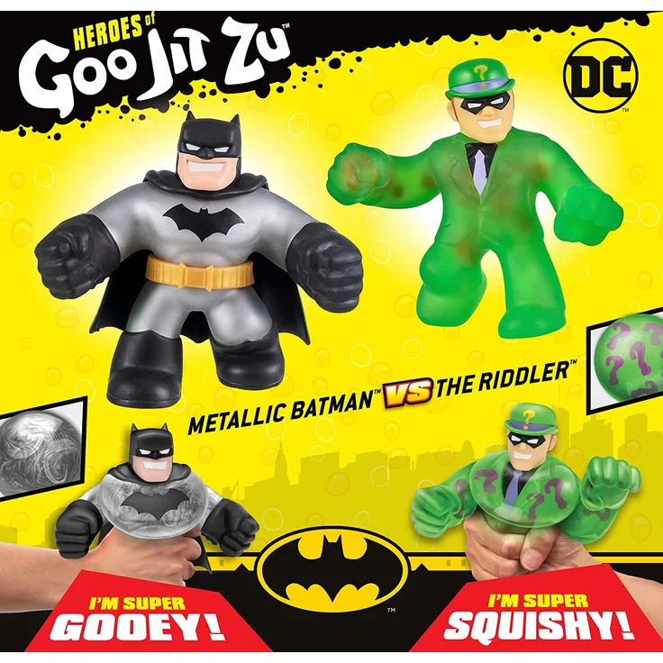 Heroes of Goo Jit Zu 41228 Versus-Packung mit 2 Stretchy Actionfiguren mit einzigartigen Füllungen: lizenzierte DC-Edition mit exklusiver metallischer Batman-Figur Pantaro vs. Riddler – Bild 4