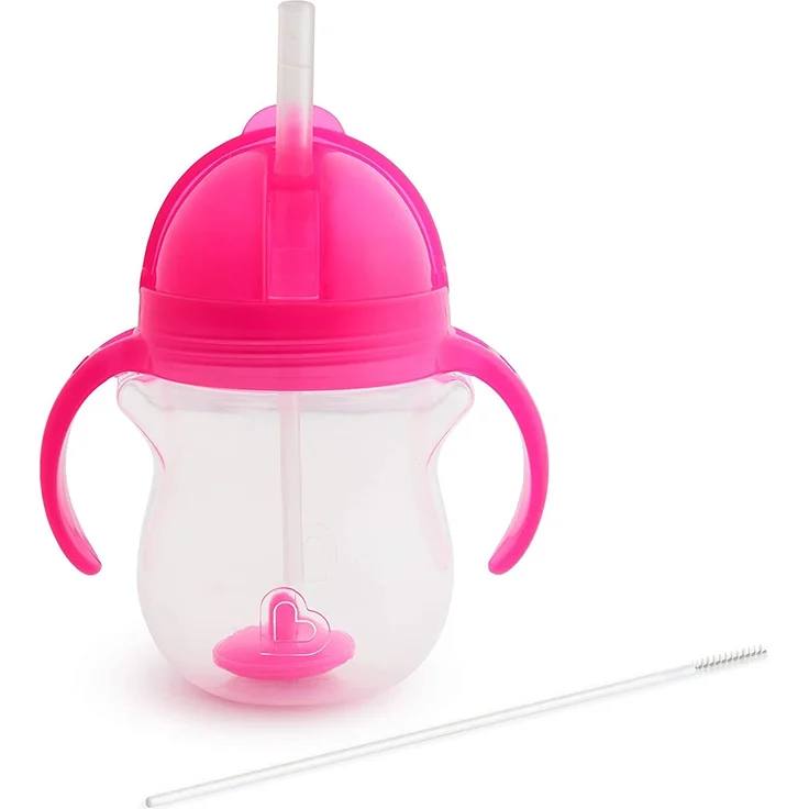 Munchkin Click Lock Trinkhalmbecher mit beschwertem Halm, rosa, 207 ml, rosa – Bild 2