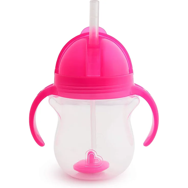 Munchkin Click Lock Trinkhalmbecher mit beschwertem Halm, rosa, 207 ml, rosa