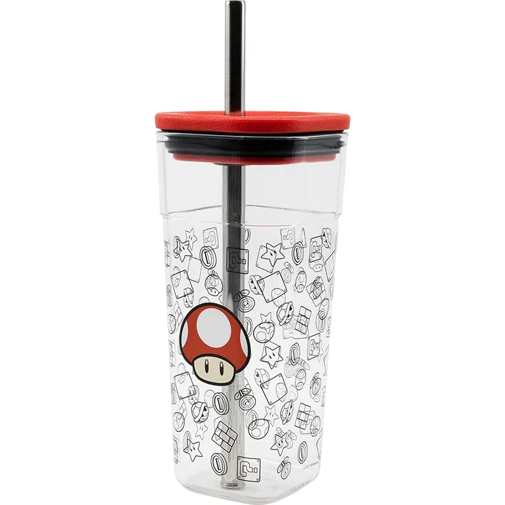 Trinkbecher mit Edelstahl-Str. Super Mario (540ml)