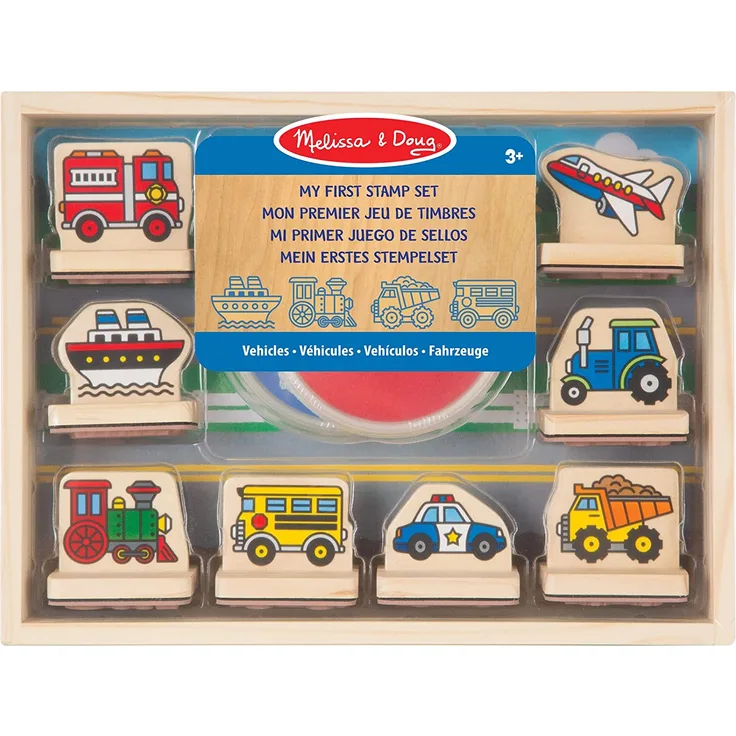 Melissa & Doug My First Wooden Stamp Set - Vehicles | Arts & Crafts | Stamp Sets & Stencils | 4+ | Gift for Boy or Girl