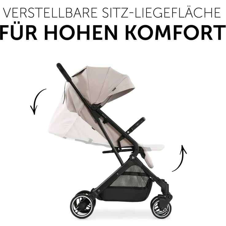 hauck Reise Buggy Travel N Care, für Kinder, bis 25 kg Belastbar, Leicht, Kompakt, Handlich , Komfortable Sitz-/Liegefunktion, Leichtlaufräder, Federung, UV-Schutz 50+, Einhändig Klein Faltbar, Beige – Bild 4