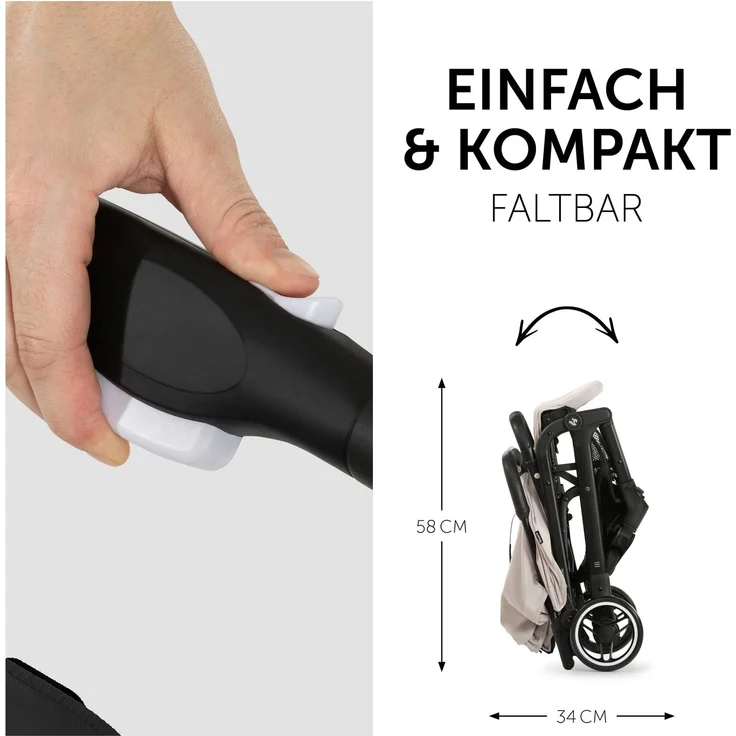 hauck Reise Buggy Travel N Care, für Kinder, bis 25 kg Belastbar, Leicht, Kompakt, Handlich , Komfortable Sitz-/Liegefunktion, Leichtlaufräder, Federung, UV-Schutz 50+, Einhändig Klein Faltbar, Beige – Bild 6