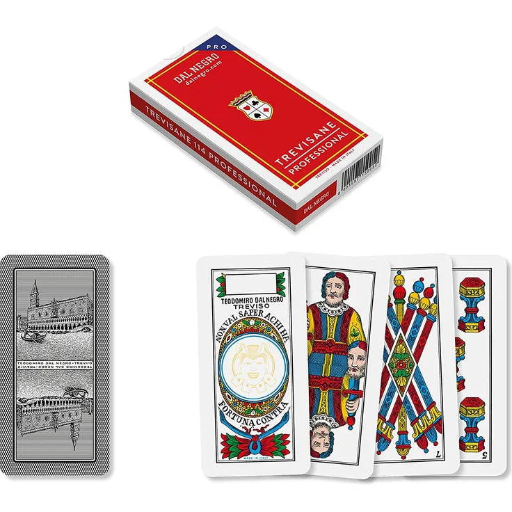 Dal Negro Trevisane 15005 Regionale Spielkarten, rotes Etui, Farbe