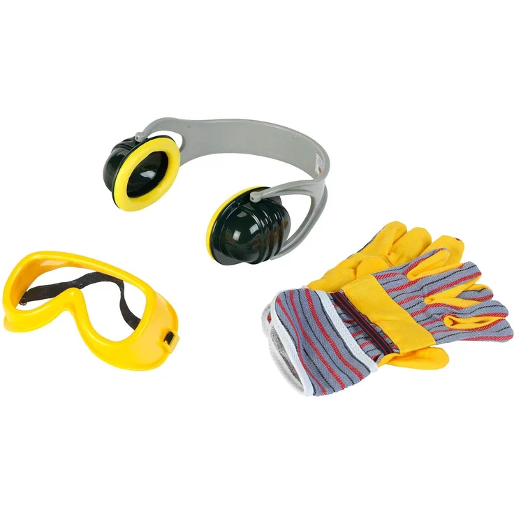 Theo Klein 8535 Bosch 3-teiliges Zubehör-Set I Arbeitshandschuhe, Arbeitsbrille und Ohrenschützer im Bosch-Design I Verpackungsmaße: 19,5 cm x 7 cm x 33,5 cm I Spielzeug für Kinder ab 3 Jahren – Bild 2