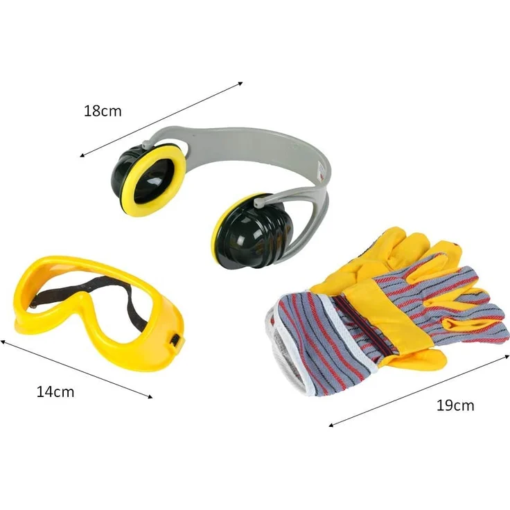 Theo Klein 8535 Bosch 3-teiliges Zubehör-Set I Arbeitshandschuhe, Arbeitsbrille und Ohrenschützer im Bosch-Design I Verpackungsmaße: 19,5 cm x 7 cm x 33,5 cm I Spielzeug für Kinder ab 3 Jahren – Bild 5