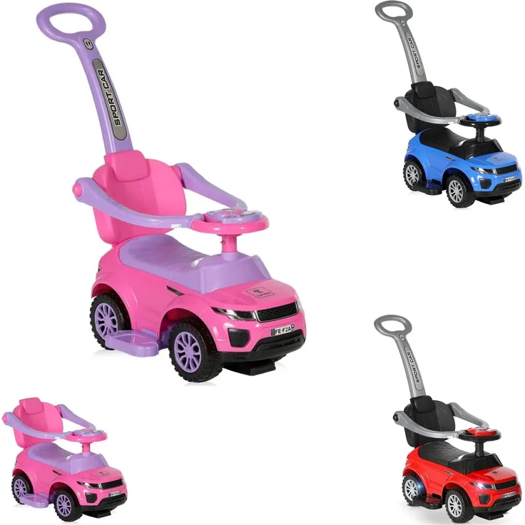 Lorelli Rutscher 3 in 1 Kinderauto Off Road Schiebegriff Musik Rückenlehne rosa
