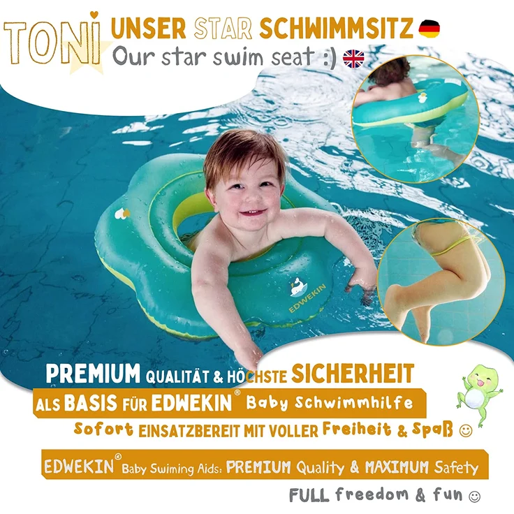 EDWEKIN® Baby Schwimmring, Mitwachsende Schwimmhilfe, Schwimmsitz Kleinkinder, Baby Float, Kinder Schwimmreifen ab 6 Monate bis 3 Jahre – Bild 2