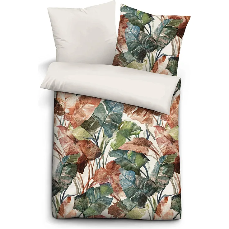 Biberna Digitaldruck Mako Satin Bettwäsche 646144-429 Größe 135x200/80x80 cm, 2 für 1