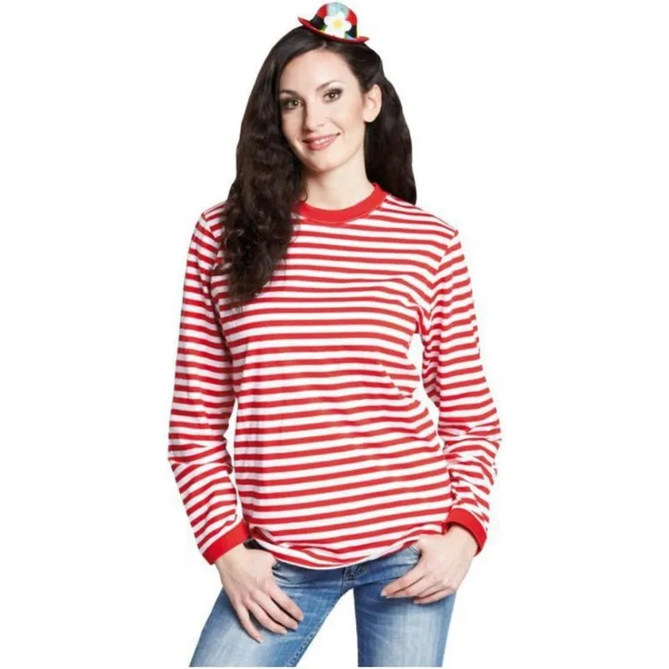 PxP 14865 - Ringelshirt langarm garngefärbt rot-weiß gestreift geringelt Ringel