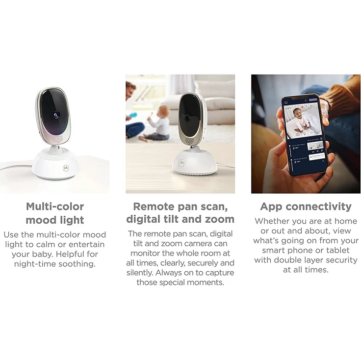Motorola Baby VM 85 / Comfort 85 Connect Video-Babyphone mit Schwenk- und Zoomfunktion, Wi-Fi, 5. 0 Zoll Farbdisplay, Infrarot-Nachtsicht, 2-Wege-Audio und Temperatursensor – Bild 9